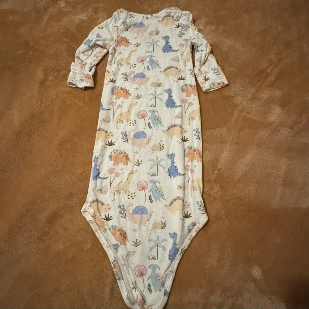 Angel Dear Baby Dinosaur Floral Bamboo Viscose Knotted Gown Sleeper 0-3M